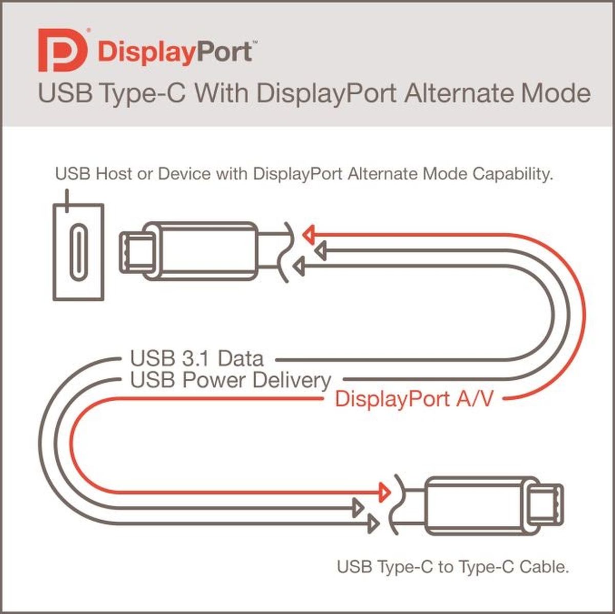 USB tipo C com modo alternativo DisplayPort